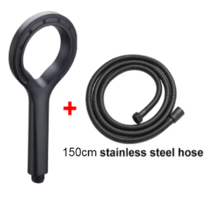 HW028+HW046- Ring-shaped ABS Large Panel Spray Water-saving Shower Head Anti-blocking Handheld Bath Showerhead Rainfall Shower