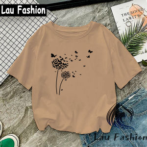 Lau Fashion - Baju Kaos Wanita Butterfly Dandelion Flower Tee Tees Wanita Pria Lengan Pendek S-XXL Oversize Jumbo Blouse Blus Kaos Tshirt Korean Kpop Branded Kekinian Viral Keren Tmblr Tee