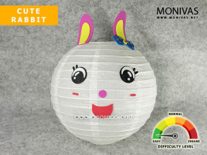 Cute Rabbit Lantern Crafting Mooncake Festival Activity Animal Party Decorations (w LED Light n Handle)