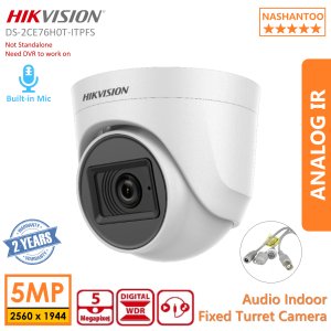 HIKVISION DS-2CE76H0T-ITPFS 5MP Audio 4in1 IR Indoor Turret Analog CCTV Camera Audio over coax Built-in MIC IR Night Vision CCTV Camera for House NASHANTOO