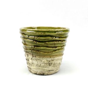 กระถางต้นไม้ กระถางเซรามิคลายทางสีเขียว