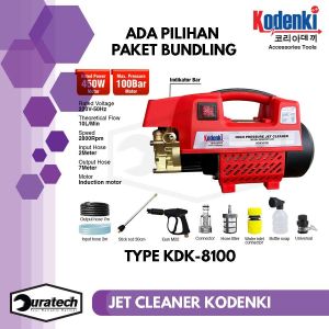 Kodenki Jet Cleaner Mesin Pencuci Steam Wasser Pressure Tekanan Tinggi KD-8100 Alat Cuci Kendaraan Bermotor Car Cuci Motor Mobil Perkarangan Rumah Mesin Jet Wash Paket Foam Lance Quick Release Adaptor Botol Shampo Salju Nozzle Tip 5 Pcs Gun Te2p Auto Set