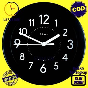 Jam Dinding Analog Dekorasi Dinding Minimalis Unik Besar Wawa WW1111 Hitam Keren BestSeller