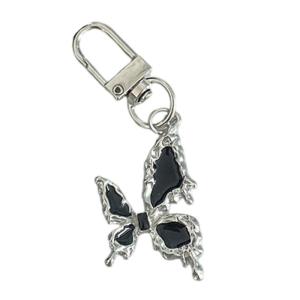 Stylish Dark Themed Keychain Crosses Butterfly Designs Zinc Alloy Construction Portable Size for Keys or Bag Charm