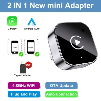 อะแดปเตอร์ CarPlay & Android Auto 2026 BT WiFi รองรับทั้ง iPhone Android ติดตั้งง่าย Plug&Play