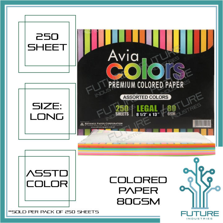Colored Paper Assorted Color Blue Color Red Color Avia Brand 80gsm 250  Sheets Legal Size (Long Size) [Future Industries]
