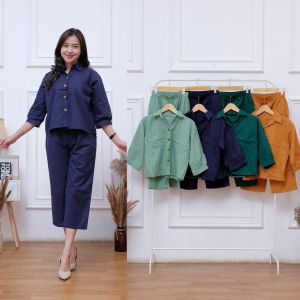 ONE SET CROP BELA JUMBO Setelan wanita terbaru ONE SET JUMBO BUSUI Setelan Wanita Atasan setelan kulot setelan wanita polos terbaru+Celana Kekinian JUMBO one set terbaru