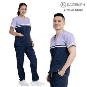 Scrub Suit 1st Gen KSS-41 Tri-color Combi Design Top 5-pocket Regular Pants