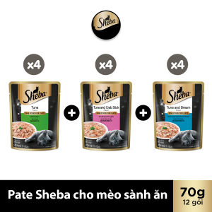 SHEBA Pate cho mèo sành ăn - Thức ăn cho mèo trưởng thành dạng sốt 70g 12 gói