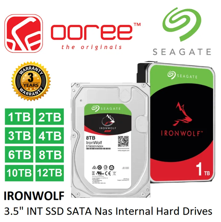 SEAGATE INT HDD IRONWOLF NAS 3.5" SATA INTERNAL HARD DRIVE WITH 5400RPM / 5900RPM / 7200RPM 256MB HARD DISK HARDDISK - 2TB / 4TB / 6TB / 8TB / 10TB / 12TB