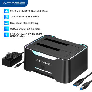 Acasis Dual-Bay 3.5" HDD Enclosure | Offline Cloning & 48TB Storage | USB3.0 5Gbps | Independent Dual-Drive Management | Tool-Free Design | Model HDD Base