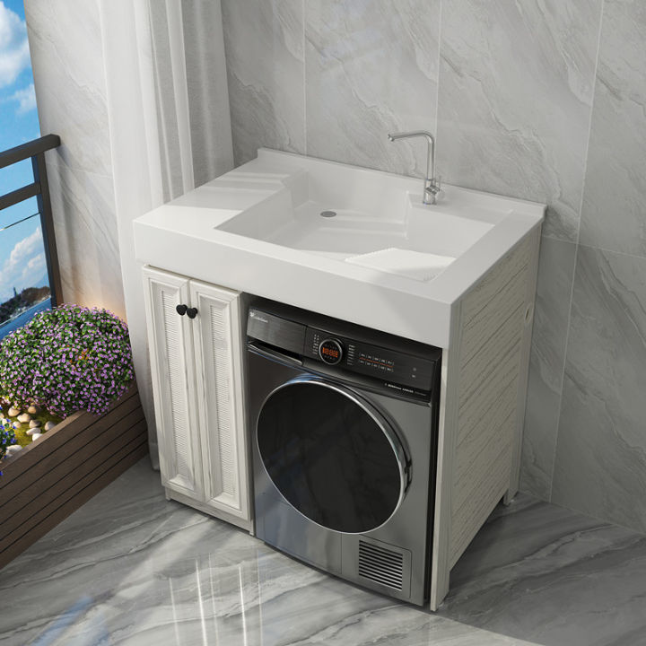 Small balcony washing machine sink space aluminium bathroom