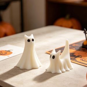 U85IS1 DIY Halloween Ghost Cat Mold Silicone Multi-purpose Epoxy Resin Plaster Wax Mold Crafts Tool Non-stick Candle Ice Cube Chocolate Mold Home Decorations