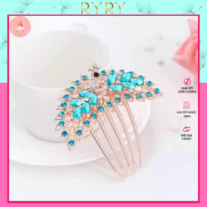 Lược Cài Tóc Đính Hoa Đá Pha Lê 6 Màu Phong Cách retro Hàn Quốc