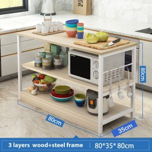 LOADNIX Kitchen Cabinets Multi-Compartment Kitchen Storage Rack with Door 600KG Load Capacity Microwave Organizer Storage Rack Kitchen Rack Minimalist Multipurpose Rack
