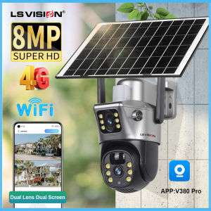 LS VISION 4K 8MP Dual Lens WIFI Solar CCTV Camera Outdoor IP66 Waterproof Wireless IP Full Color Night Vision Humanoid Tracking PTZ Security Camera for Garden Yard Farms