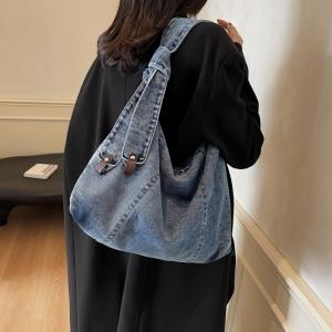 Tas Selempang/Tas Bahu Wanita 2T Bahan Denim Korea Import Kekinian Bag Untuk Bekerja
