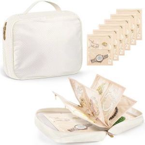 WENYOU Vải Oxford Hộp đựng trang sức du lịch Khóa Trang có thể tháo rời Túi đựng đồ trang sức di động Sổ ghi chép dạng rời Hộp đựng đồ trang sức Sử dụng khi đi du lịch