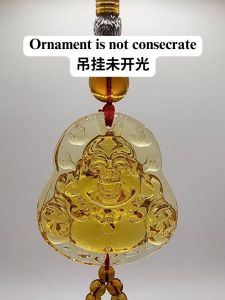 (SG Seller Ready Stocks)  Glazed Glass (Liuli) Maitreya Pusa Hanging Ornament  琉璃黄色弥勒菩萨吊挂