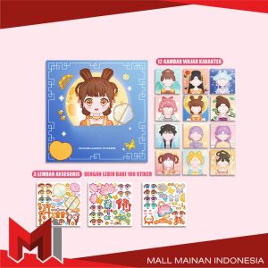 MallMainan-M375 DIY Mainan Stiker Ganti Muka Buku Stiker Ekspresi Girl Change Makeup Stickers Merias