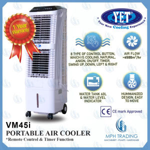 YET VM45i VM80i Portable Air Cooler Commercial Industrial Grade 30L - 60L Water Tank