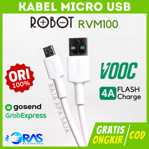 Kabel Data Charger Robot VOOC Fast Charging 4 Ampere 4A - Kabel Charger Oppo Vooc Flash Charging 20W 20 Watt Kabel Casan Cesan Cassan Carger Carjer [Robot RVM100]