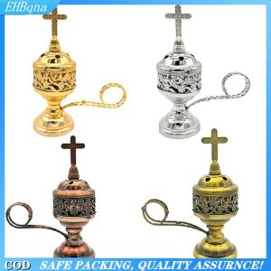 [COD] Vintage Metal Cross Incense Burner Indoor Sandalwood Burner Hollow Charcoal Incense Burner Ornament Home Church Decoration