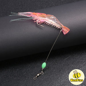 MaxPlus 1PCS Soft Prawn Shrimp Swivel Wobbler Hook Luminous Silicon Soft Artificial Bait With Hooks