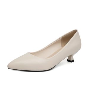 Free Shipping WomenS High Heels 2026 New Spring/Autumn Collection Pointed-Toe Shallow-Mouth Design Made With Genuine Soft Leather And A Soft Sole Autumn Style With A Bow Detail Suitable For Mothers