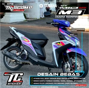 Terbaru Stiker Decal Mio M3 125 motif keren custo bisa reques sticker striping transparan Mio 125 / Mio GT / Mio Z / Mio SOUL custom -Stikers kotlet motor yamaha Mio M3 / Mio 125 stiker Transparan mio m3 125 Desain motif viral bebas request TC-0719