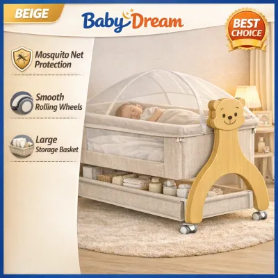 Duyan Baby Cradle Automatic Electric Baby Rocking Bed Portable Foldable Design with Soothing Music for Newborn (0-18M 15KG)