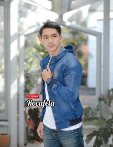 Jaket Jeans Hoodie Rocafela Emblem Sunmori Jepang Terbaru