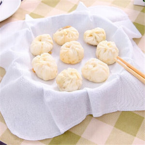 6Pcs Breathable Bamboo Steamer Cloth Steamed Rice Dumplings Baozi with Non-Stick Gauze Filter Drawer Yarn Fabric Steamer