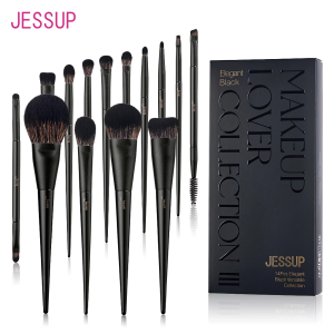Jessup Bộ Cọ Trang Điểm 14 Chiếc Cọ Trang Điểm Đường Viền Phấn Nền Phấn Mắt Nổi Bật Phối Kem Che Khuyết Điểm Lót Elegant black T336