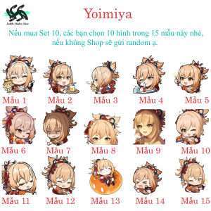 Genshin Impact - Set 10/15 Sticker Yoimiya game Gi hình dán chống nước chống xước dán trang trí làm quà tặng cute