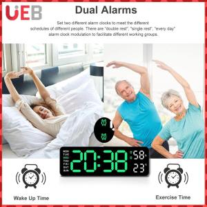 [UEB] Digital Alarm Clock Bedside Alarm Clock Large Number Display USB Charging Dual Alarm Clock Temperature/Date for Bedroom