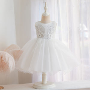 5 Size Infant Toddler Baby Girls Dress Bow Christening Satin Lace Flower Girl Sequins Layered Girls Dress Midi Christmas Birthday Party Wedding Party Girls Princess Dress Age 0 1 2 3 4 5 6