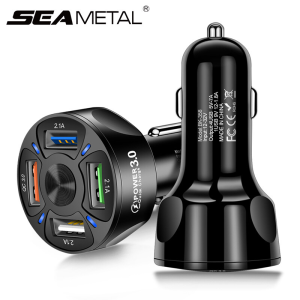 Bộ Sạc Xe Hơi QC3.0 4 Cổng USB Bộ Chuyển Đổi Sạc Nhanh Xe Hơi Thông Dụng 12 ~ 24V Ổ Cắm Có Đèn LED