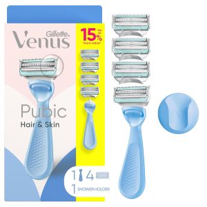 Gillette Venus for Pubic Hair and Skin Bikini Razors for Women Womens Razor Handle + 4 Blade Refills