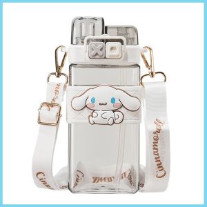 550ml 2 IN 1 Sanrio Kuromi Water Bottle For Kids With Sling Cinamonroll Melody Tumbler Straw Cup