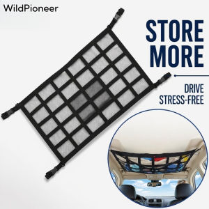 WildPioneer Car Ceiling Cargo Net Mesh Roof Storage Organizer Large Capacity Space Saving For SUV Van