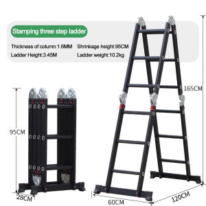 Convenient Engineering Ladder Adjustable & Telescoping Household Aluminum Alloy Foldable Ladder