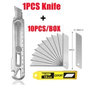 6 In 1 Knife Retractable Box Cutter Heavy Duty Multifunctional Stationery 18MM Stainless Steel Utility Knife