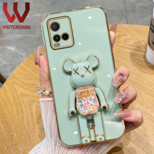 Vỏ Giá để điện thoại chân đỡ bạo lực đậu đường 3D cho Vivo y36 y78 + Y20 y20i y20s y12a Y21 y21s y33s y21a y21t y33s y33t Y35 Y16 Y22 y02 y02t y02a y02s V1 vỏ điện thoại silicon mềm trơn mạ điện