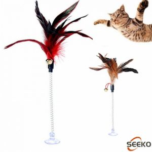 Seeko Pet Toy Cat Teaser Colorful Feather Stick Swing Funny Toys