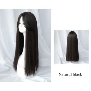 Fashion Long Straight Wigs For Women Eight-Character Bangs Fluffy Natural Full Head Cover Long Hair 75cm