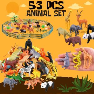53件套仿真丛林动物模型 53Pcs Animal Toys 森林动物海洋昆虫农场恐龙套装 儿童玩具模型 动物模型 Model Haiwan Wildlife Jungle Zoo