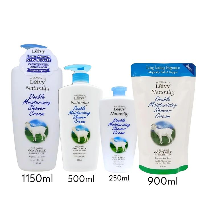 Sabun Cair Leivy Shower Cream Goat Milk Pump & Body Lotion Goat Milk
