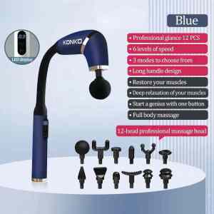 KONKO Extended Massage Gun with 12 Massage Heads - Muscle Relaxation Handheld Elbow Fascia Gun - Multi-functional Cervical and Lumbar Muscle Relaxer