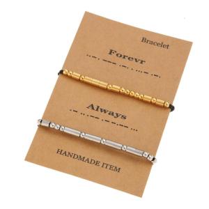 2Pieces Unique Morse Code Bracelets Couple Bracelets Artistic Bracelet Beads Bracelet Perfect for Youthful Trendsetters